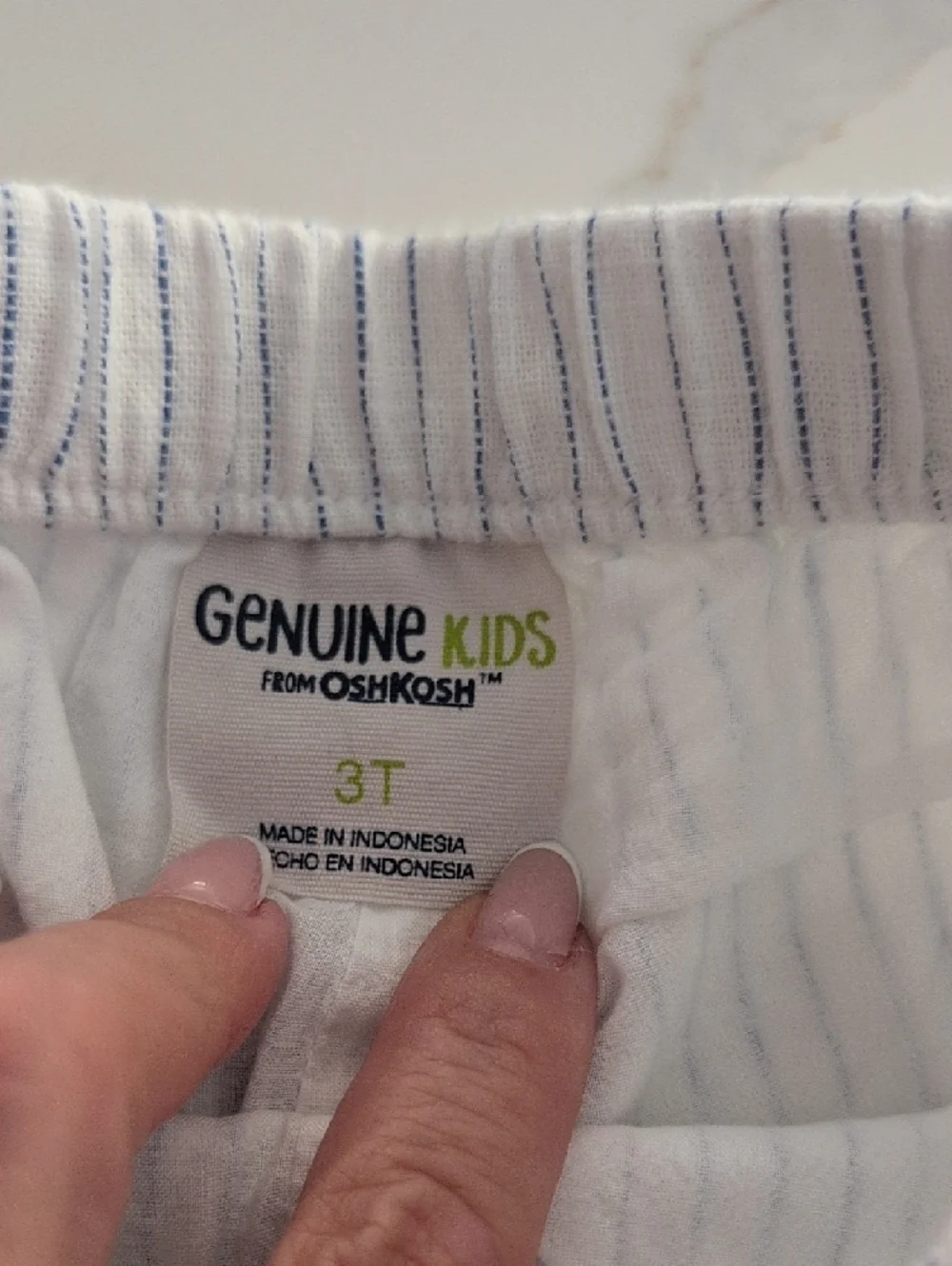OshKosh B'gosh Light Blue Chambray Floral-Embroidered Top and Striped Pants Set